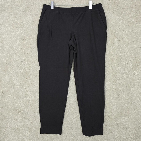 Eileen Fisher‎ Pants Womens M Black Crepe Slim Ankle Minimalist Comfort Wear - Picture 1 of 13